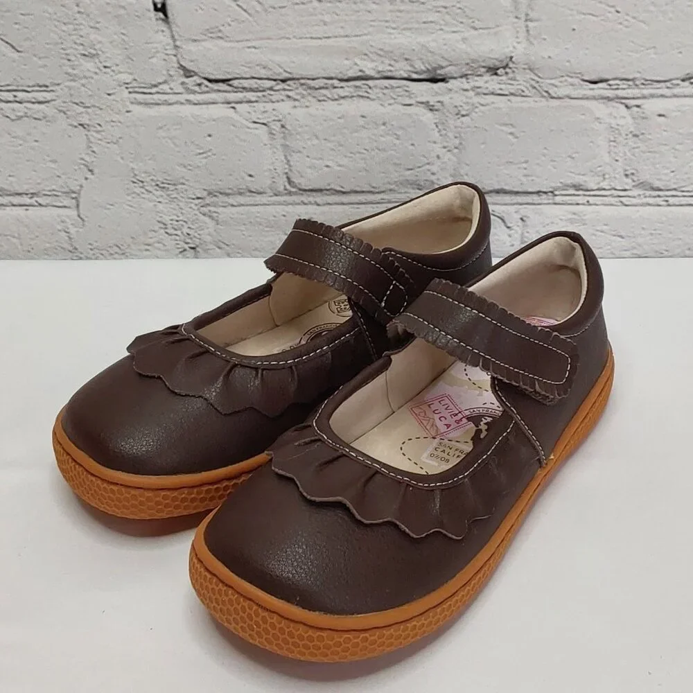 LIVIE & LUCA 'RUCHE CLASSIC' PEBBLED LEATHER MARY-JANE SHOES RICH~MOCHA NEW - Picture 5 of 16